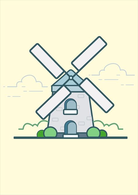 Corel Draw x5 - Windmill Windmill Doodle, Windmill Drawing Simple, Windmills Drawing, Windmill Illustration, Windmill Drawing, Personal Branding Design, Africa Art Design, Senior Overalls, Sketchbook Drawings