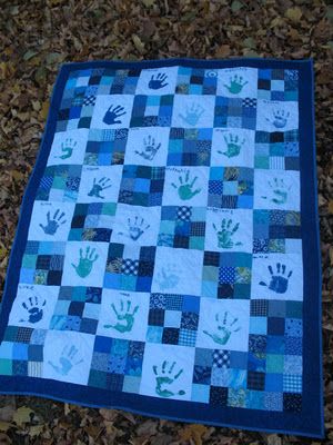 Handprint Quilt, Hand And Footprint Art, Arts And Crafts For Teens, School Auction, Auction Projects, Auction Ideas, Hand Prints, Childrens Quilts, Easy Arts And Crafts