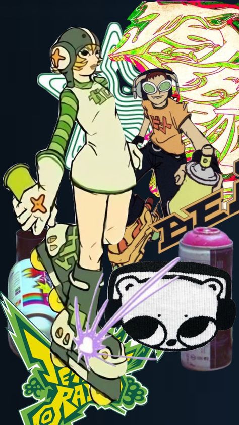 Jet Set Radio! Jet Set Radio Aesthetic Wallpaper, Jet Set Radio Inspired Outfit, Jet Set Radio Wallpaper, Jet Set Radio Pfp, Jet Set Radio Aesthetic, Jetset Radio, Jet Set Radio Future, Radio Icon, Chill Art