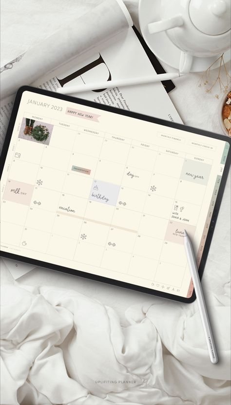 Hyperlinked PDF digital planner on goodnotes app ipad with apple pencil 2024 Digital Planner, Digital Planner Inspiration, Digital Widgets, Planners 2024, Landscape Digital Planner, Digital Planner Pages, Monthly Planner Digital, Digital Planner For Goodnotes, Planner For Goodnotes