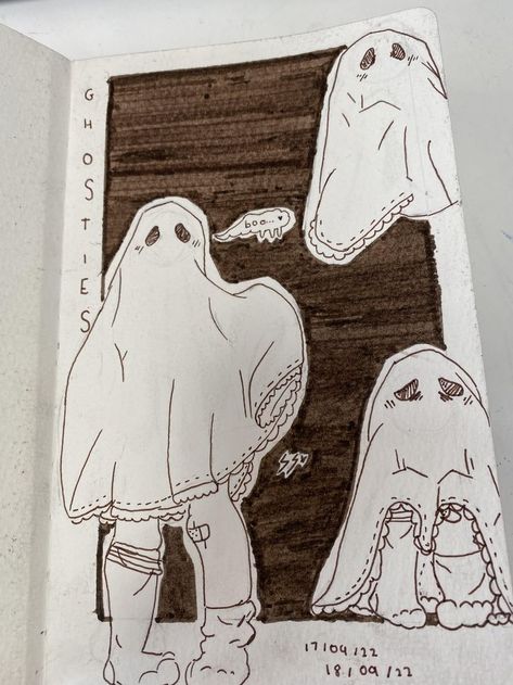 Aesthetic Ghost, Ghost Drawing, Sheet Ghost, Animal Drawings Sketches, Punk Art, Undertale Drawings, Halloween Drawings, Cute Doodle Art, Arte Sketchbook