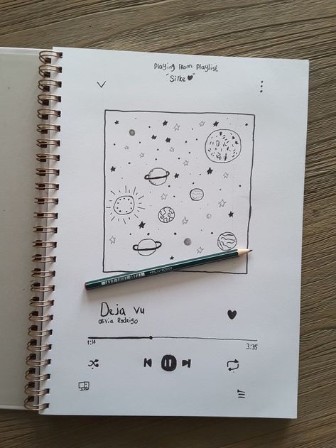 How To Draw Music Playlist, Drawing Ideas Playlist, Drawing On Folder Ideas, Music Drawings Ideas Sketches, Draw Music Aesthetic, Spotify Album Drawing, Music Sketches Creative Easy, Sketchbook Music Drawings, Music Drawings Spotify