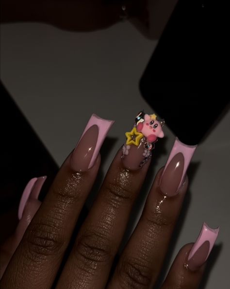 Baby Pink French Tip Nails, Birthday Nail, Drip Nails, Colored Acrylic Nails, Short Square Acrylic Nails, 16 Birthday, Long Acrylic Nails Coffin, Acrylic Nails Coffin Pink, Unique Acrylic Nails