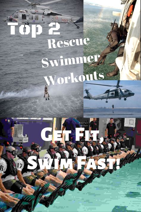 In both the Navy and Coast Guard the training to become a Rescue Swimmer was challenging both mentally and physically. Jumping out of helicopters into the ocean to rescue someone is no joke and requires superb physical fitness. If you want to stay in shape and love swimming try this workout! Navy Rescue Swimmer, Coast Guard Workout, Lifeguard Training Workouts, Uscg Rescue Swimmer, Swimmer Workouts, Coast Guard Rescue Swimmer, Rescue Swimmer, Swimmer Quotes, Month Workout Challenge