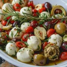 Marinated Mozzarella Balls Recipes, Mozzarella Balls Recipe, Marinated Mozzarella Balls, Olive Salad Recipe, Olive Recipes Appetizers, Marinated Mozzarella, Dips Appetizers, Marinated Artichokes, Italian Dinners