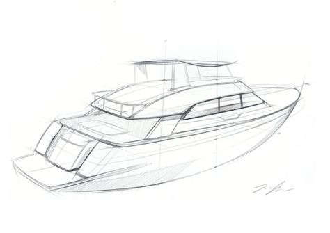 Yacht Design Sketch, Boat Design Sketch, Boat Sketches, Boat Drawing Simple, Yacht Drawing, Boats Drawing, Yacht Sketch, Sketches Realistic, Sailboat Drawing