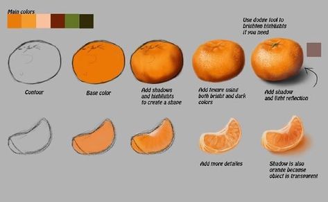 Mandarin Drawing, Skin Painting, Food Tutorials, Tumblr Drawings, Drawing Realistic, Fruits Drawing, Procreate Tutorial, Ideas Food, Photoshop Textures