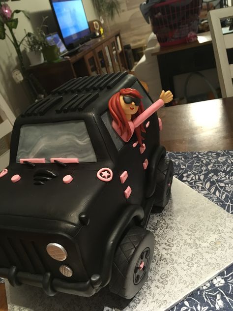 #pinkribbonbakery  Cake idea. Jeep cake Jeep Cake, Sport Cakes, Car Cake, Jeep Girl, Girl Cakes, Fancy Cakes, Themed Cakes, Pink Ribbon, Cake Ideas