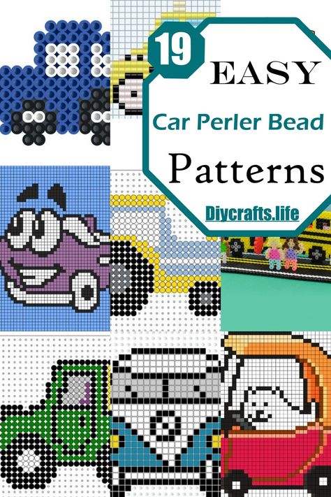 19 Easy Car Perler Bead Patterns For Kids Perler Bead Truck, Truck Perler Bead Patterns, Lds Perler Bead Patterns, Car Perler Bead Pattern, Bead Templates, Patterns For Kids, Easy Perler Bead Patterns, Graph Patterns, Tonka Truck