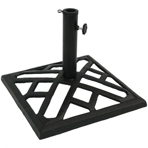 PRICES MAY VARY. Sturdy & dependable: Outdoor umbrella stand is perfect to place under a patio table with an umbrella hole and measures 17 inch square x 13.25 inches tall Keep your umbrella from tipping over: Patio umbrella stand is constructed of heavy-duty cast iron; Strong material will stay securely in place; Keeps your patio umbrella upright and ensures it won't tip over, even in windy conditions Attractive modern design to compliment your space: Decorative umbrella stand can accommodate um Cast Iron Patio Furniture, Outdoor Umbrella Bases, Outdoor Umbrella Stand, Iron Patio Furniture, Patio Umbrella Stand, Table Umbrella, Outdoor Living Patio, Market Umbrella, Outdoor Umbrella