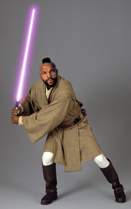 Mr. T is in Star Wars as Mace Windu I Pity The Fool, Dark Vader, Mace Windu, Star Wars Character, Dark Vador, Mr T, Jedi Order, Attack Of The Clones, Jedi Master