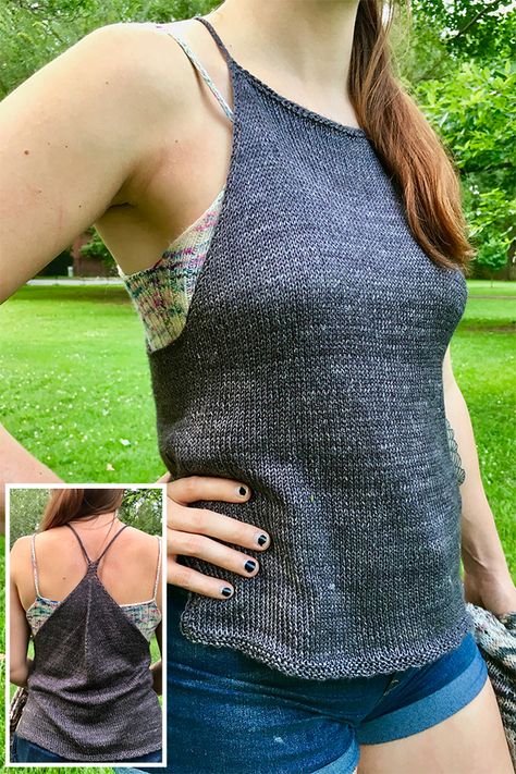 Free Knitting Pattern for Vilonia Camisole Knit Tank Top Pattern, I Cord, Knitted Wit, Easy Knitting Patterns, Summer Knitting, Free Knitting Pattern, Knit Tank, Loom Knitting, Knit Outfit