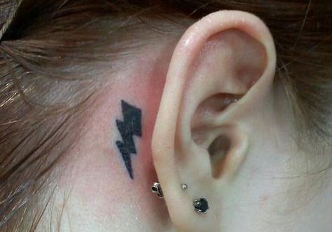 Lightning tattoo :):):) Lightning Tattoo, Dark Ink, Ear Tattoo, Behind Ear Tattoo, Tattoos And Piercings, Small Tattoos, Bing Images, Cool Tattoos, Tatting