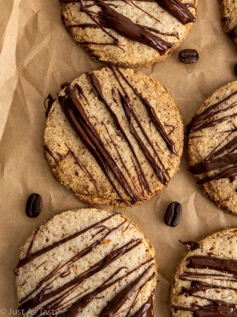 Gluten Free Coffee Cookies, Espresso Shortbread Cookies, Espresso Shortbread, Coffee Cookies Recipe, Espresso Dessert, Gluten Free Coffee, Chocolate Shortbread Cookies, Hazelnut Cookies, Espresso Cookie