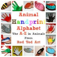 Handprint Animals, Handprint Alphabet, Hand Print Art, Red Ted Art, Footprint Crafts, Alphabet A, Alphabet Crafts, Footprint Art, Handprint Crafts