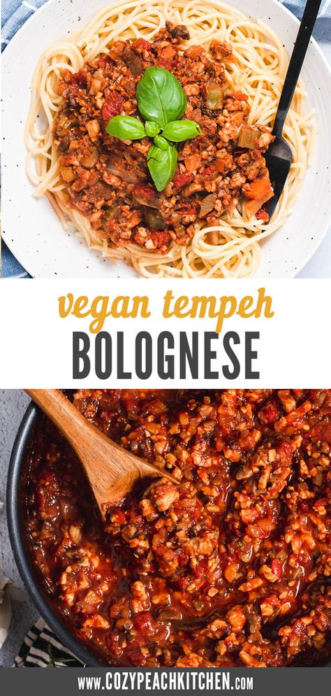 Tempeh Bolognese, Vegetarian Spaghetti Bolognese, Vegetarian Bolognese, Easy Tofu, Vegan Tempeh, Vegetarian Spaghetti, Vegan Spaghetti, Peach Kitchen, Anti Inflamatory