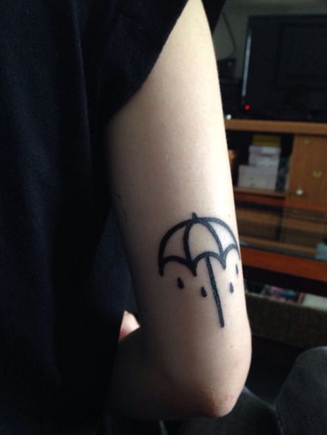 Bring Me The Horizon "That's The Spirit" tattoo umbrella and rain Music Lyrics Tattoo, Thats The Spirit Bmth, Bmth Tattoo, Music Lyric Tattoos, Umbrella Tattoo, Enough Tattoo, Emo Tattoos, Spirit Tattoo, Lyrics Tattoo