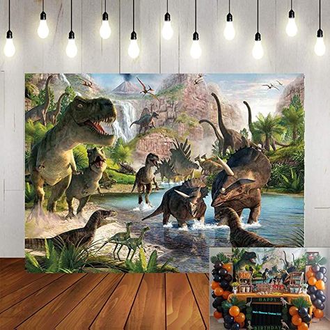 Park Party Decorations, Dinosaur Photography, Jungle Safari Animals, Park Party, Dinosaur Party Decorations, Decoration Backdrop, Dinosaur World, Vinyl Plastic, Animals Baby Shower