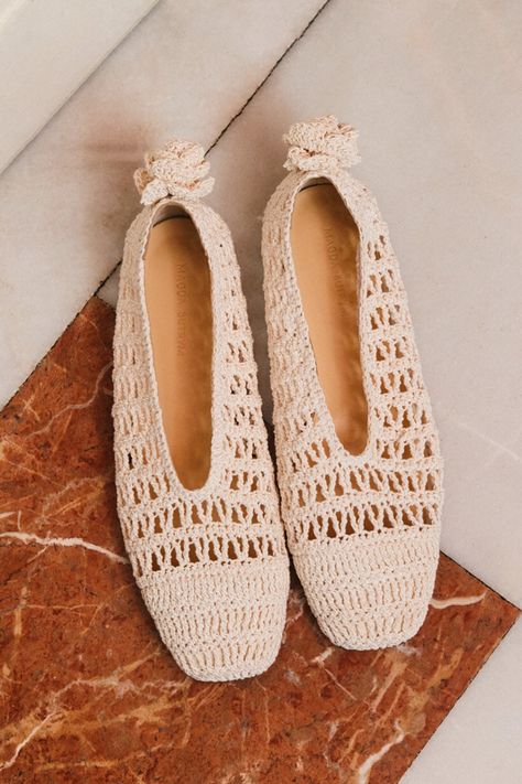 Ballet Flats Crochet Summer Style Magda Butrym Mytheresa Crochet Ballet, Designer Beach Wear, Handmade Slippers, Designer Shopping, Magda Butrym, Carry On Luggage, Fiber Arts, Summer Holiday, Beach Dresses