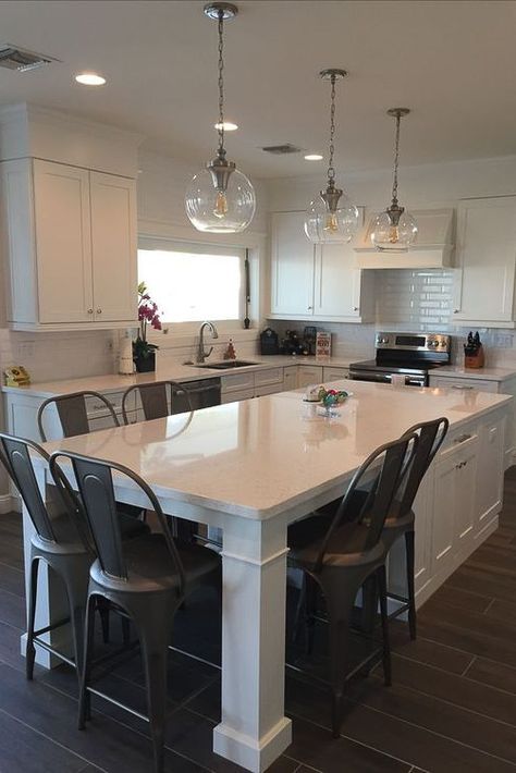 Kitchen Dining Room Combo, Diy Remodeling, Kitchen Island Dining Table, Kitchen Island Bench, Kitchen Island Table, White Kitchen Island, Kitchen Island Decor, Modern Kitchen Island, Kitchen Island With Seating