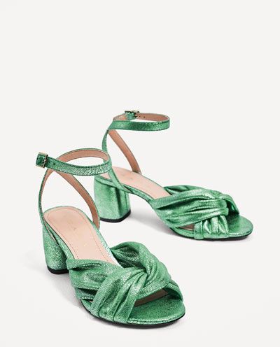 MEDIUM-HEELED SANDAL WITH KNOT-New in-SHOES-WOMAN | ZARA United Kingdom Zara Sandals, Block Sandals, Shoe Shine, Zara Fashion, Occasion Shoes, Leather Slide Sandals, Vegan Shoes, Zara Shoes, Mary Jane Shoes