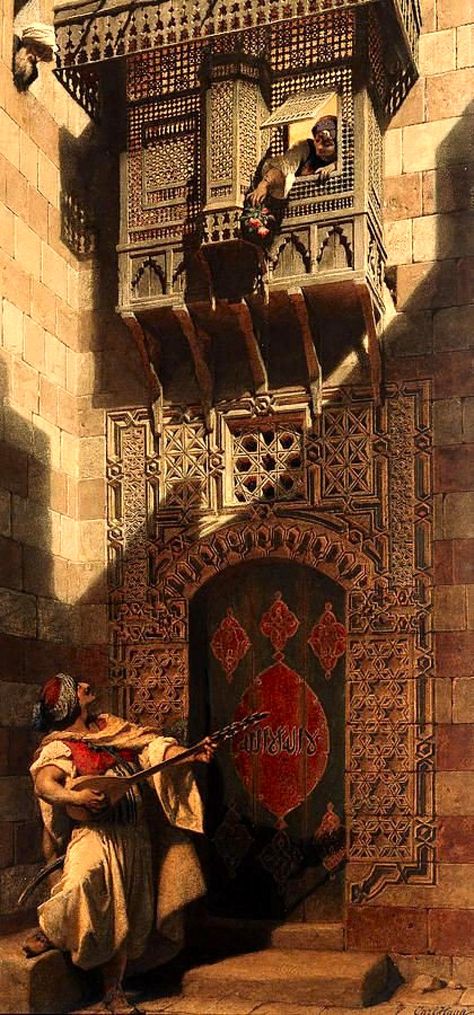 A Serenade In Cairo Painting by Carl Haag Illustration Kunst, Istoria Artei, Arabian Art, Islamic Paintings, Eastern Art, Arabic Art, Turkish Art, Classic Paintings, Arabian Nights