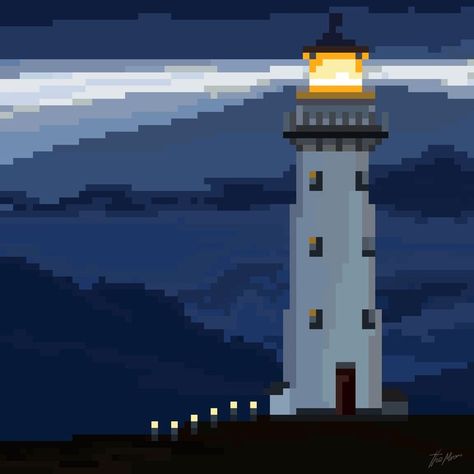 Cape Egmont Lighthouse, New Zealand The Mana Island light was often confused with the Pencarrow light, so it was dismantled and taken to Cape Egmont in 1877. The light shone at Cape Egmont for the first time in August 1881. Crypto Lighthouses are Made in pixel art style. #polygonnft #OpenseaNFT #pixelartnft #pixelart #Lighthouse #cryptolighthouses #themirom #nightlighthouse Flash Characters, Video Game Design, Pixel Games, Beacon Lighting, Sea Level, Island Lighting, Diode, Cn Tower, Game Design