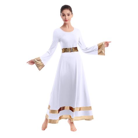 Praise Dress, Praise Dance Outfits, Worship Dance Outfits, Worship Dress, Praise Dance Dresses, Dance Garments, Long Maxi Gowns, Worship Praise, Lyrical Dresses