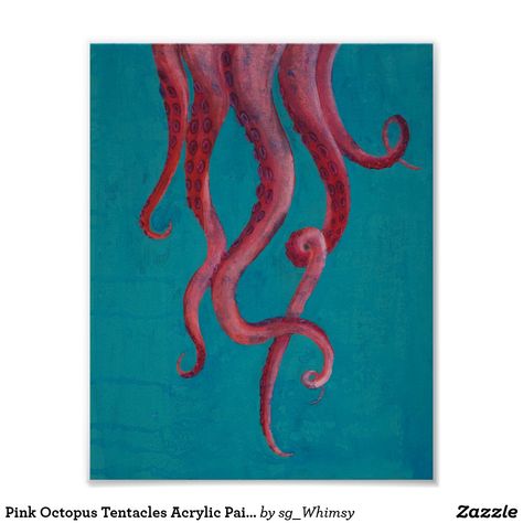 Paint Octopus, How To Paint Tentacles, Octopus Painting Acrylic Easy, Paint An Octopus, Tentacle Painting Acrylic, Octopus Drawing, Octopus Painting, Octopus Tentacles, Poster Diy