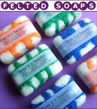 L_SOAP_EXAMPLES Diy Soap Gifts, Felted Soap Tutorial, How To Make A Bar, Soap Tutorial, Felted Soap, Needle Felting Projects, Cadeau Diy, Felting Tutorials, Soap Packaging