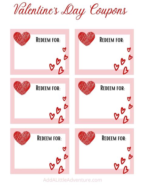 Free Printable Valentine Coupons for Kids and Adults Love Coupon Template Printable, Free Printable Love Coupons For Him, Free Coupon Template, Coupon Book Diy, Fun Homemade Gifts, Bf Gift, Christmas Coupons, Adult Valentines, Coupons For Boyfriend