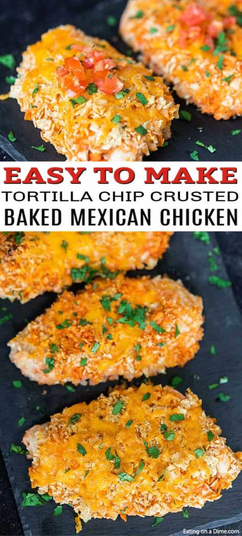 Mexican Chicken Bake, Easy Mexican Chicken, Plain Chicken Recipe, Salsa Easy, Tortilla Chip Recipe, Easy Dinner Recipes Crockpot, Mexican Chicken Recipes, Chicken Eating, Plain Chicken