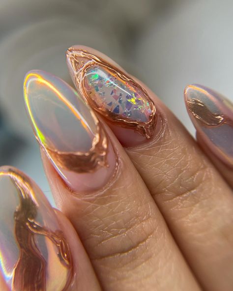 Galactic Nail Designs, Opal Nail Designs, Geode Nail Art, Geode Nails, Opal Nails, Inspiration Nails, Nails 2024, Nails Nails, Fashion Nails