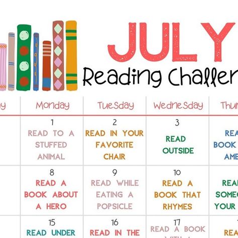 Mrs. Arensberg on Instagram: "I meant to share this earlier 🙈 let’s keep those kids reading as we lead up to another school year! 
Having a hard time getting kids motivated? Follow this fun reading challenge for the month of July! Be sure to tag me in pictures if you decide to follow! 
FREE Download here: https://mrsarensberg.squarespace.com/shop-our-products/p/july-reading-challenge

Check out some other resources while you’re there! ☀️ Happy Summer Reading! 

#mrsarensberg #teacher #teachers #reading #challenge #readingchallenge #july" Month Of July, Reading Challenge, Happy Summer, Kids Reading, Summer Reading, Hard Time, Hard Times, School Year, Favorite Books