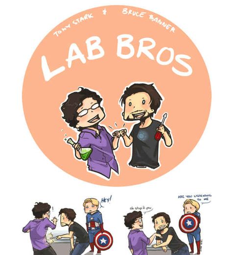 Super Cute "Avengers" Fan Art Tony Stark Lab, Cute Avengers, Supreme Family, Avengers Fan Art, Science Bros, Avengers Pictures, Avengers Imagines, Marvel Avengers Funny, Dc Memes