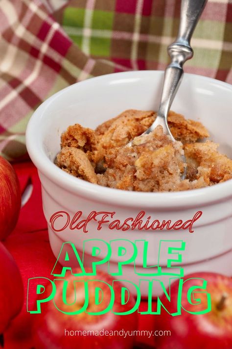 Rustic, easy to make, and so delicious. This baked apple pudding is the ultimate fall dessert. #applepudding #applepuddingrecipes #falldesserts #applerecipes #thanksgiving Pudding Recipes Homemade, Apple Pudding, Apple Dessert, Fall Desserts Easy, Baked Apple, Fall Dessert, Apple Desserts, Pudding Recipe, Fall Baking