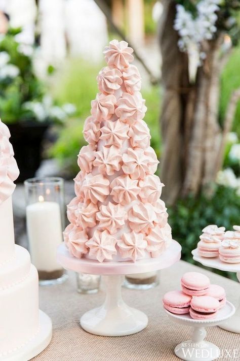 Meringue Tower, Private Island Wedding, Dessert Tablescape, Dessert Tower, Cookie Tree, Meringue Cookie, Dessert Wedding, Cakes And Desserts, Wedding Dessert Table