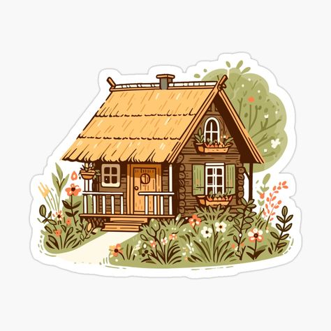 Get my art printed on awesome products. Support me at Redbubble #RBandME: https://www.redbubble.com/i/sticker/Cabin-Cottagecore-aesthetic-by-GlobalDesigns/153814200.EJUG5?asc=u #cottagecore #cute #animal #cottage #frog #farm #farmcore #cascade #bike #bicycle #cat #mushroom #mushrooms #sun Cottagecore Sticker Sheet, Cottagecore Stickers Printable, Random Stickers Printable, Cottage Stickers, Cabin Cottagecore, English Stickers, Cottagecore Stickers, Cottagecore Journal, Cat Mushroom