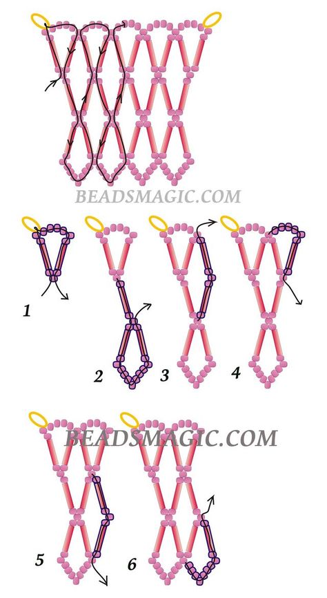 Free pattern for beaded necklace Strawberry U need: seed beads 11/0 bugle beads Continue from step 3 Strawberry Beads, Beads Magic, Beaded Ornament Covers, Beaded Necklace Tutorial, Beaded Pendants, Seed Bead Crafts, Beaded Necklace Patterns, Beading Netting, Beadwork Designs