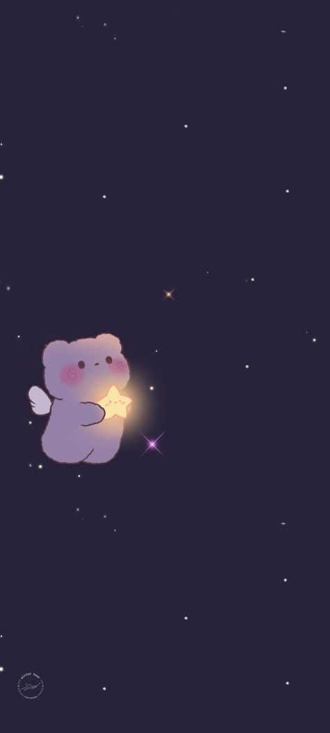 Kawaii Background, Cocoppa Wallpaper, Iphone Wallpaper Kawaii, Cute Emoji Wallpaper, Emoji Wallpaper, Cute Wallpaper For Phone, Bear Wallpaper, Cute Little Drawings, The Night Sky