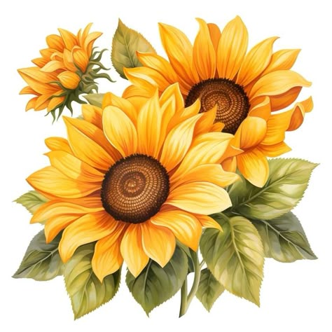 Pencil Colour Painting, Sunflower Watercolor Painting, Bird Painting Acrylic, Sunflowers And Daisies, Fabric Painting Techniques, Sunflower Pictures, Folk Art Flowers, Flower Art Drawing, Beautiful Tattoo