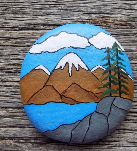 Mountain Sunset Painting, Peace Painting, Art Pierre, Stone Art Painting, Painted Rocks Craft, Painted Rocks Diy, Rock Painting Ideas Easy, Rock Painting Patterns, Paint Rock