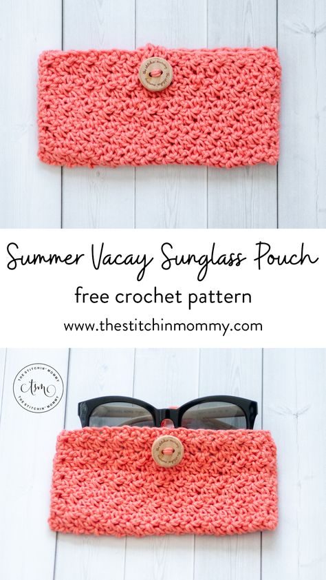 Crochet Sunglasses, Crochet Glasses, Summer Crochet Patterns Free, Sunglass Pouch, American Crochet, Quick Crochet Projects, Afternoon Delight, Crochet Pouch, Medium Weight Yarn