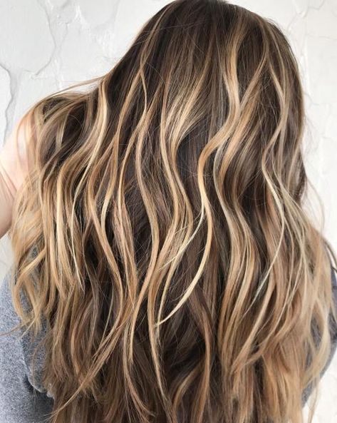 COLOR -Caramel Ribbons- do NOT like chunky pieces and mid strand - does not look sophisticated to me Light Caramel Hair, Brown Hair With Highlights And Lowlights, Brown Hair Shades, Blonde Streaks, Brown Ombre Hair, Medium Brown Hair, Hair Color Caramel, Caramel Hair, Brown Hair With Blonde Highlights