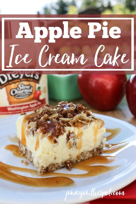 Apple Pie Ice Cream Cake... perfect for summer days and fun dessert on those hot evenings in the summer #icecreamcake #dessert Recipe Apple Pie, Healthy Apple Desserts, Apple Pie Ice Cream, Apple Ice Cream, Washington Apple, Apple Pie Smoothie, Pie Ice Cream, Cream Cake Recipe, Diy Dessert