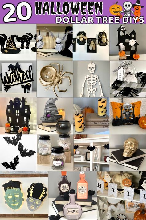 Check out this Halloween Dollar Tree DIY compilation of my favorite Dollar Tree crafts, Halloween Hacks and Halloween Decor ideas! Dollar Tree Crafts Halloween, Halloween Dollar Tree, Dollar Tree Halloween Decor, Spooky Halloween Decor, Halloween Craft Projects, Dollar Tree Halloween, Homemade Halloween Decorations, Creepy Halloween Decorations, Easy Halloween Decorations