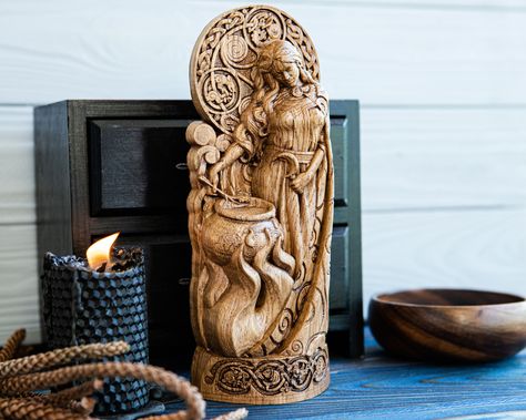 Goddess Of Witchcraft, Wicca Altar, Celtic Goddess, Ukraine, Witch, Statue, Sculpture, Etsy Uk, Figurine