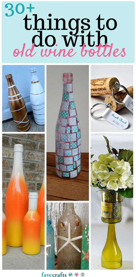 30+ Things to Do With Old Wine Bottles - Transform old wine bottles into brand new DIY ideas with this lovely list of wine bottle crafts. Unique Wine Bottles, Wine Bottle Project, Old Wine Bottles, Liquor Bottle Crafts, Recycled Wine Bottles, Empty Wine Bottles, Box Decor, Wine Bottle Corks, Wine Craft