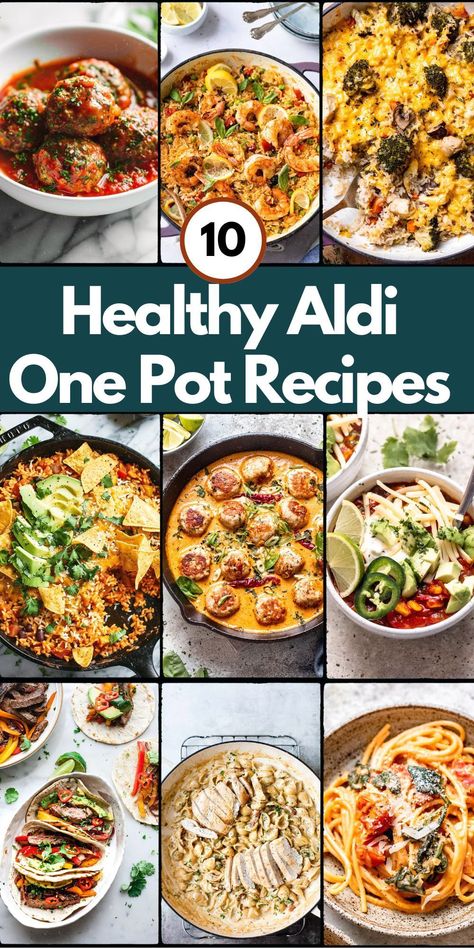 Serve up simplicity with 10 healthy one pot meals, perfect for spring and summer dinners. These Aldi recipes are budget-friendly and ideal for family dining! Healthy Shareable Meals, Healthy Budget Meals For One, Aldi Food Recipes, Aldi Dinner Recipe, Healthy Meals From Aldi, Cheap Healthy Meals From Aldis, Easy Healthy Aldi Meals, Aldi Shopping List Healthy, Aldis Recipes Dinners Healthy