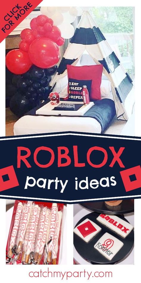 Roblox Sleepover Ideas, Roblox Birthday Party Game Ideas, Roblox Party Games Ideas, Roblox Birthday Party Games, Roblox Bday Party Ideas, Roblox Sleepover, Roblox Party Games, Roblox Party Ideas For Boys, Roblox Birthday Party Ideas For Boys